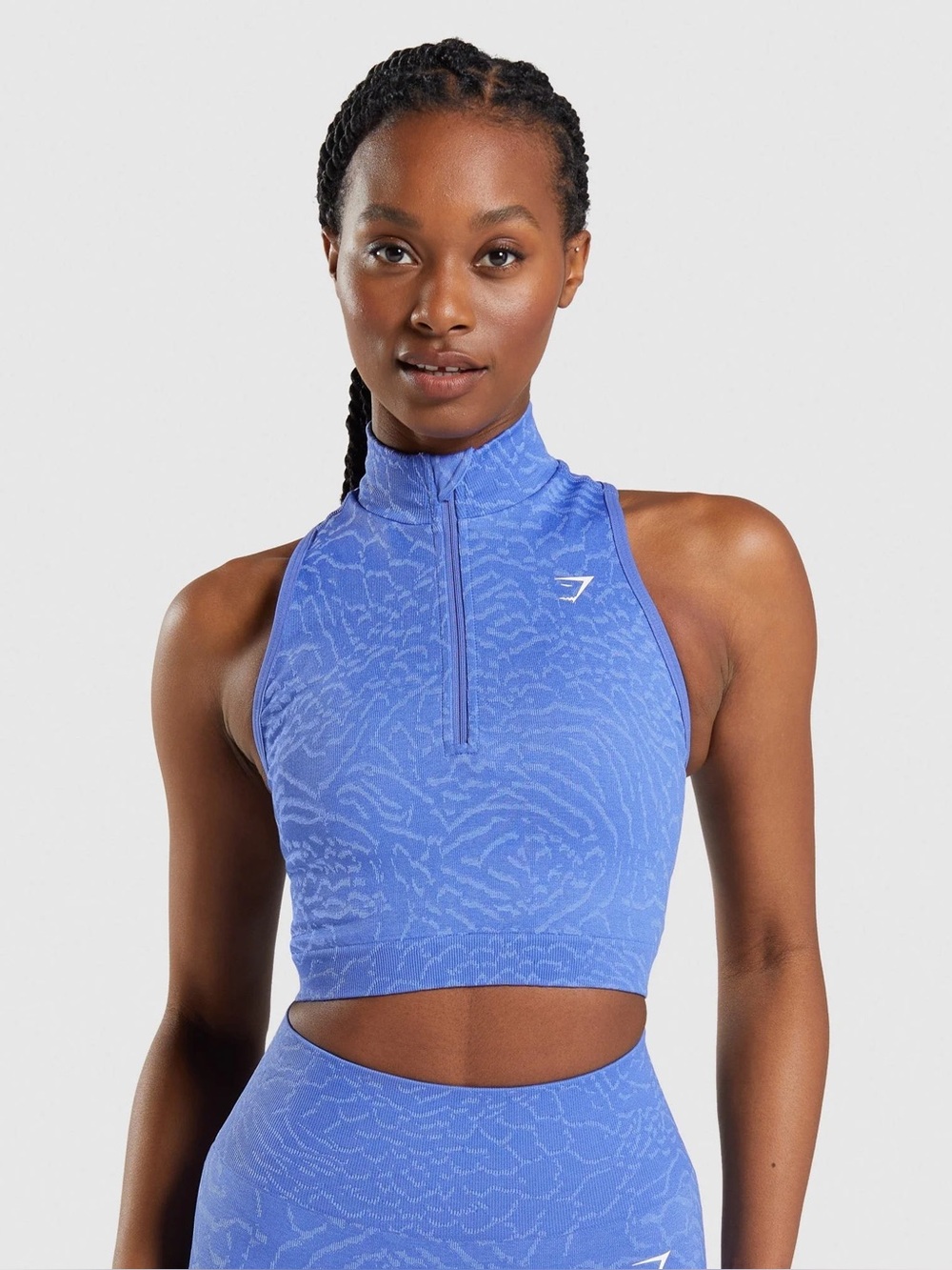 Gymshark Adapt Animal Seamless Crop Tank Top 1/2 Zip Size XS